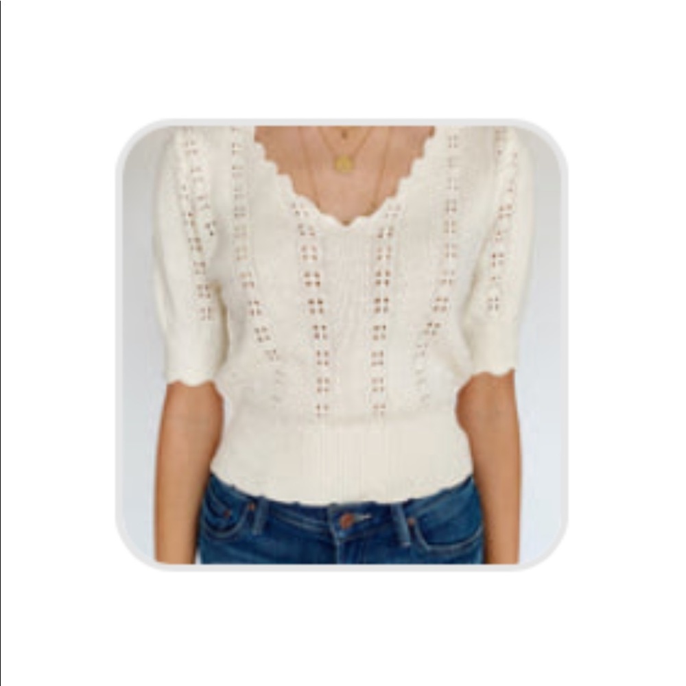Scalloped knit sweater top